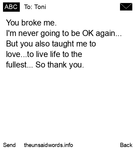 unsent message to Toni