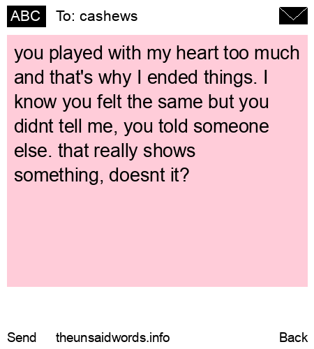 unsent message to cashews