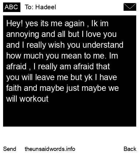 unsent message to Hadeel
