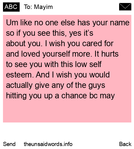 unsent message to Mayim