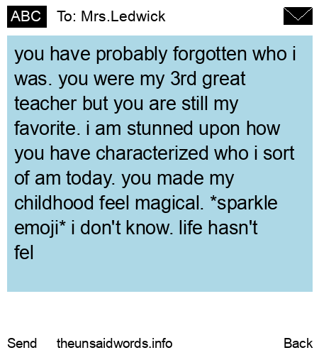 unsent message to Mrs.Ledwick