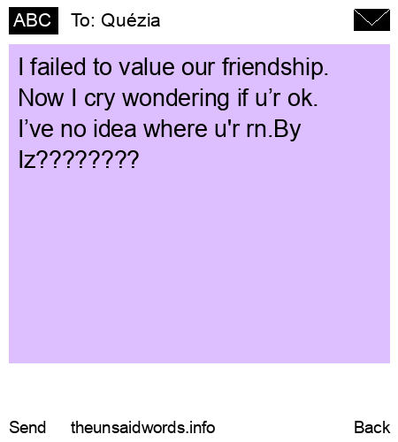 unsent message to Quézia