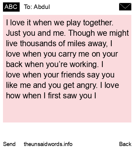 unsent message to Abdul