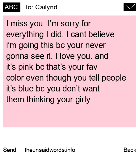 unsent message to Cailynd