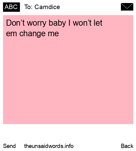 unsent message to Camdice