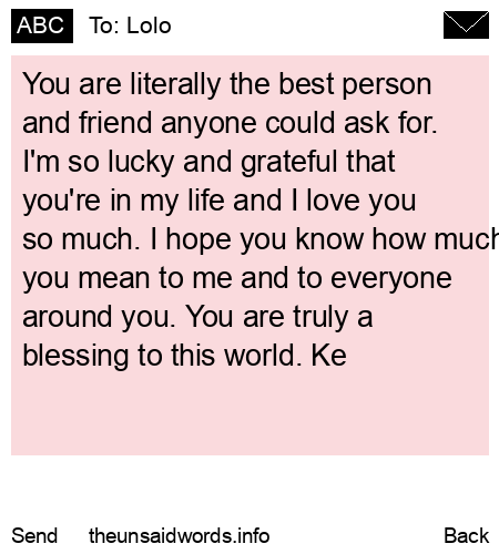 unsent message to Lolo