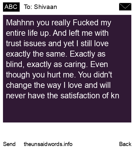 unsent message to Shivaan