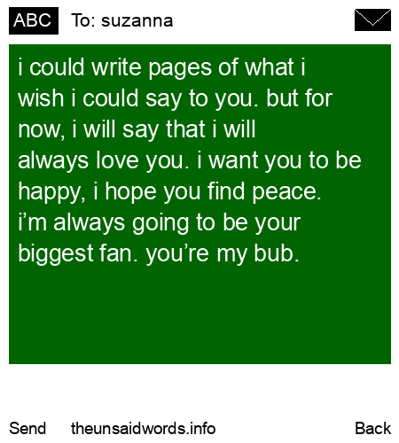 unsent message to suzanna