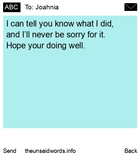 unsent message to Joahnia