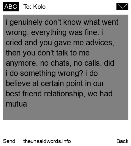 unsent message to Kolo