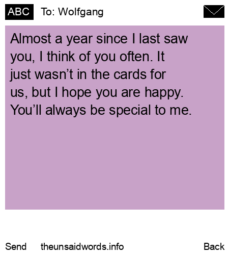 unsent message to Wolfgang