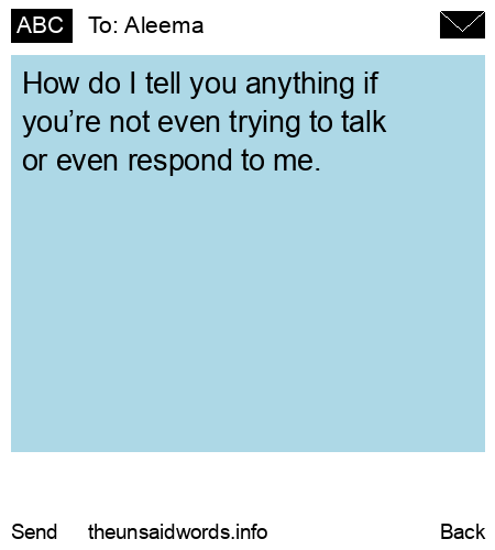 unsent message to Aleema