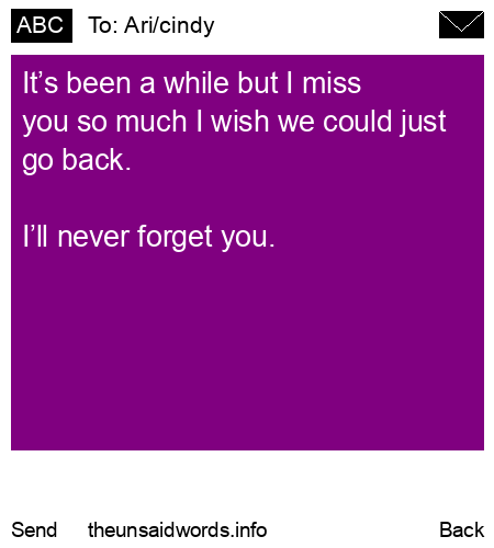 unsent message to Ari/cindy