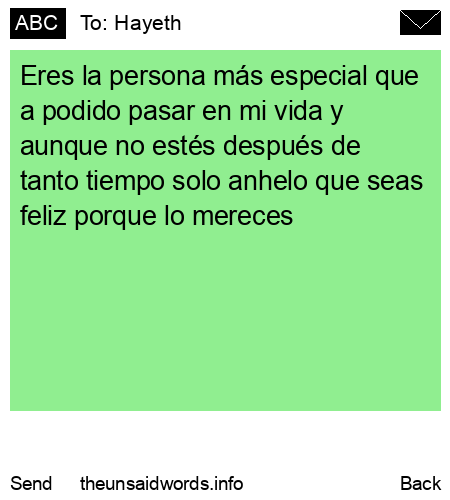 unsent message to Hayeth