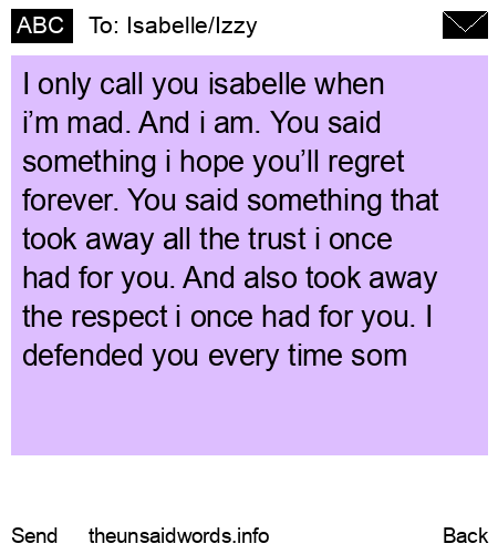 unsent message to Isabelle/Izzy