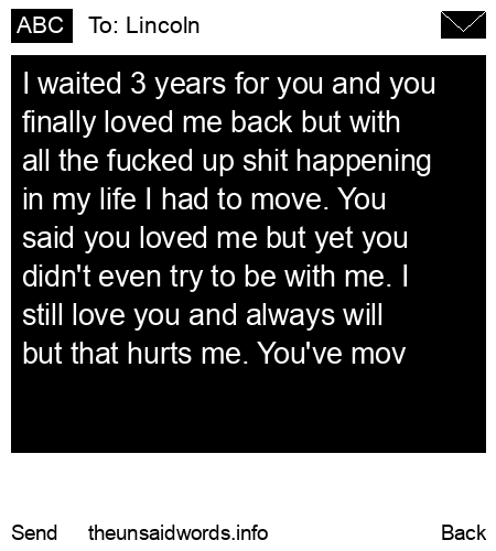 unsent message to Lincoln