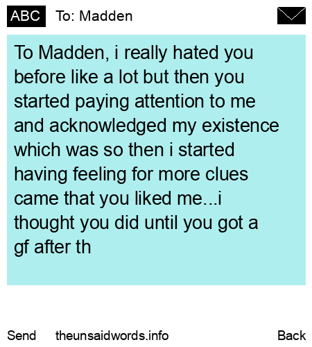unsent message to Madden