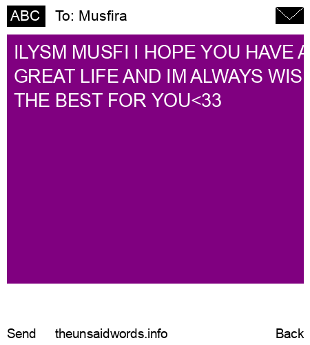 unsent message to Musfira