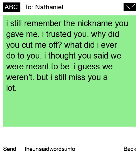 unsent message to Nathaniel