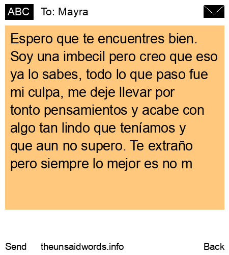 unsent message to Mayra