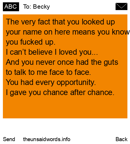unsent message to Becky