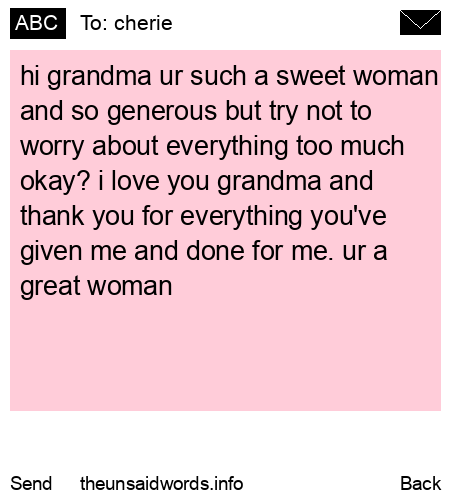 unsent message to cherie