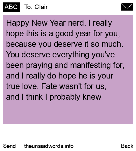 unsent message to Clair