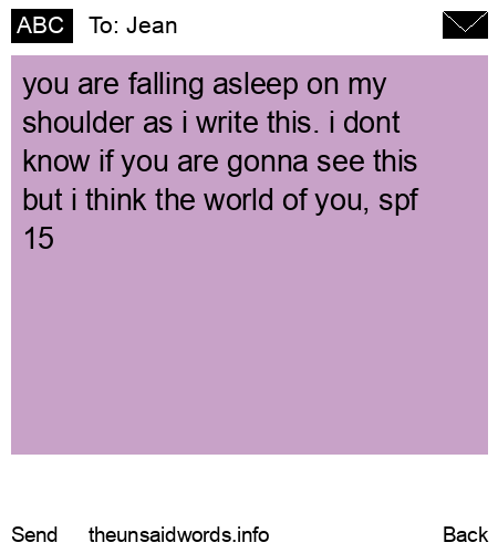 unsent message to Jean