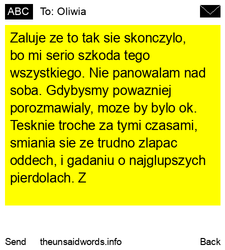 unsent message to Oliwia