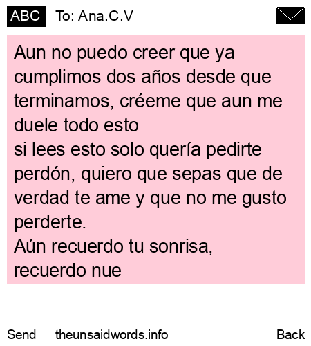 unsent message to Ana.C.V