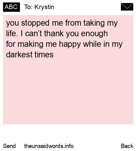 unsent message to Krystin