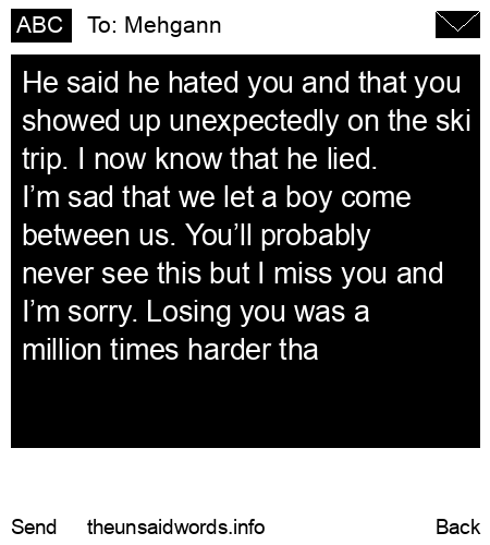 unsent message to Mehgann