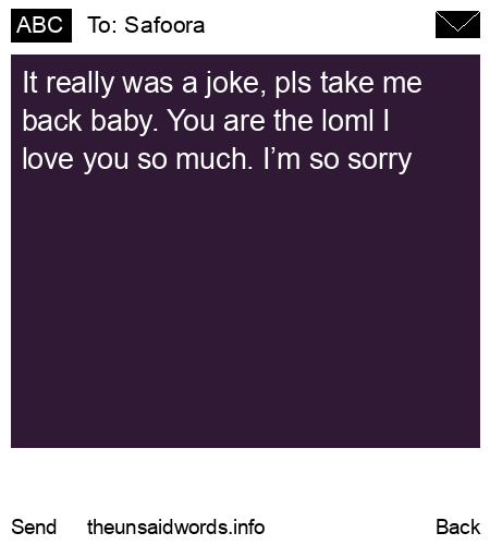 unsent message to Safoora 