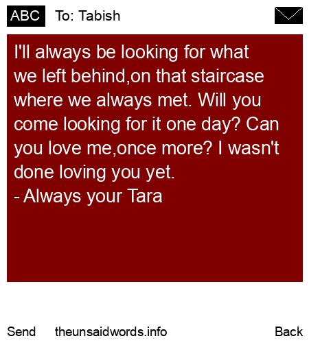unsent message to Tabish
