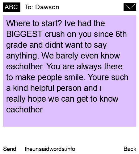 unsent message to Dawson