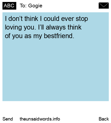 unsent message to Gogie