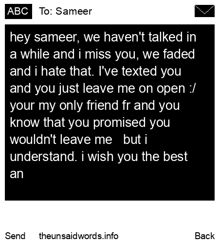 unsent message to Sameer