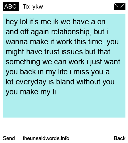 unsent message to ykw