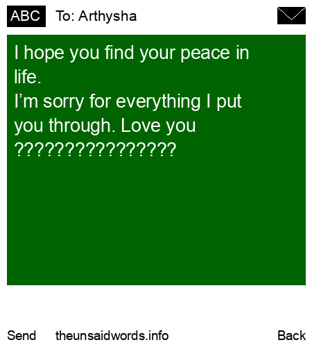 unsent message to Arthysha