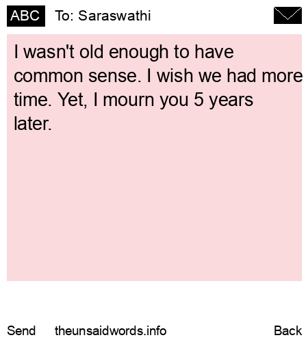 unsent message to Saraswathi