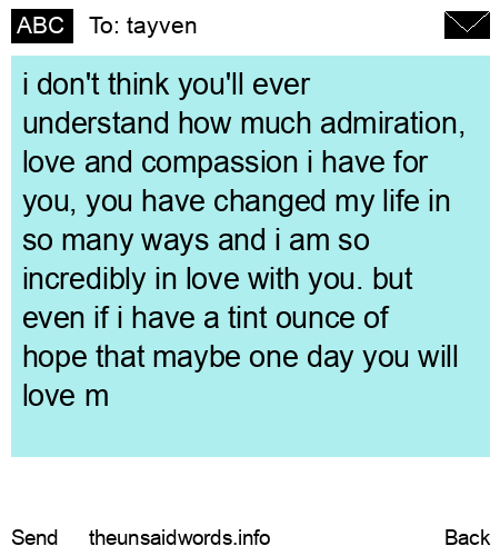 unsent message to tayven