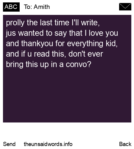 unsent message to Amith