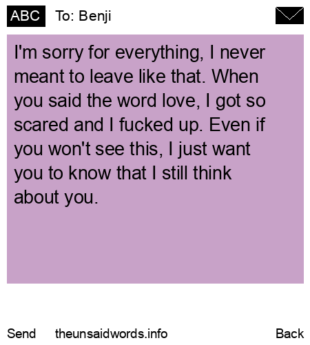 unsent message to Benji