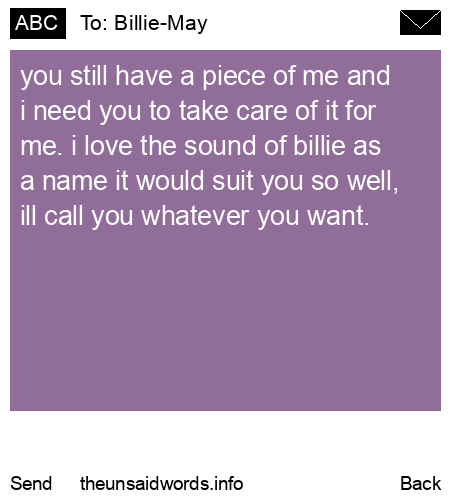 unsent message to Billie-May