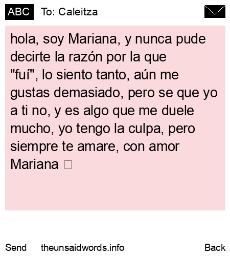unsent message to Caleitza