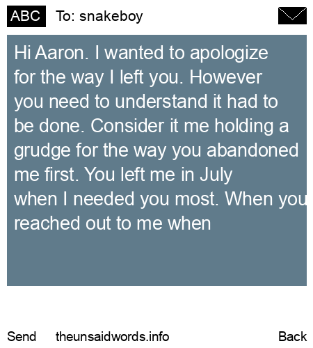 unsent message to snakeboy