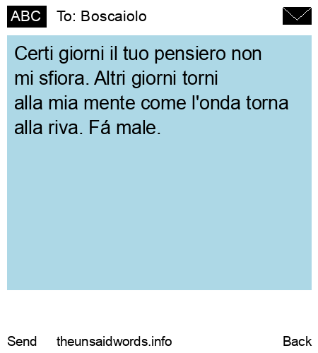 unsent message to Boscaiolo