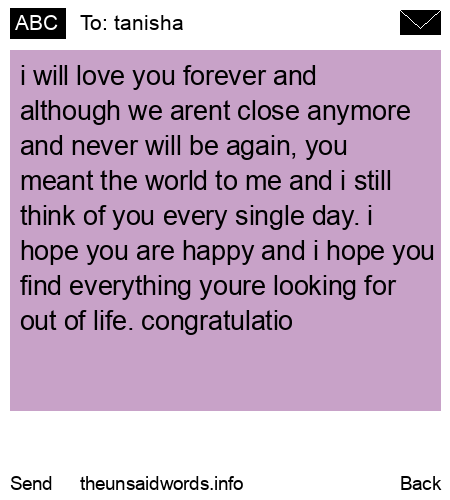 unsent message to tanisha