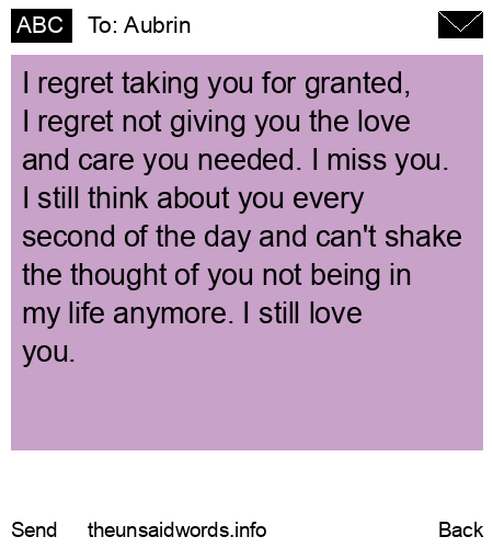 unsent message to Aubrin