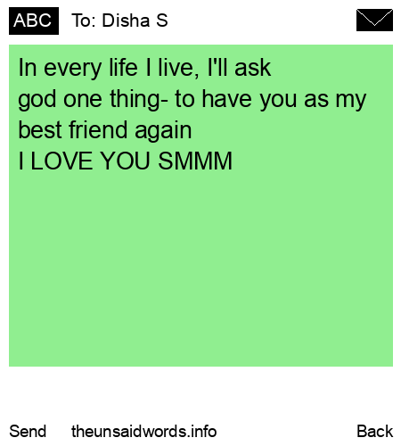 unsent message to Disha S